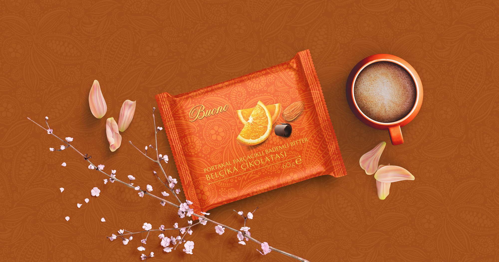 buono belgium chocolate almond bitter with orange particles